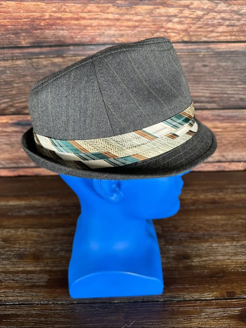 Goorin Bros Grey Fedora with Green pinstripes and silk band!